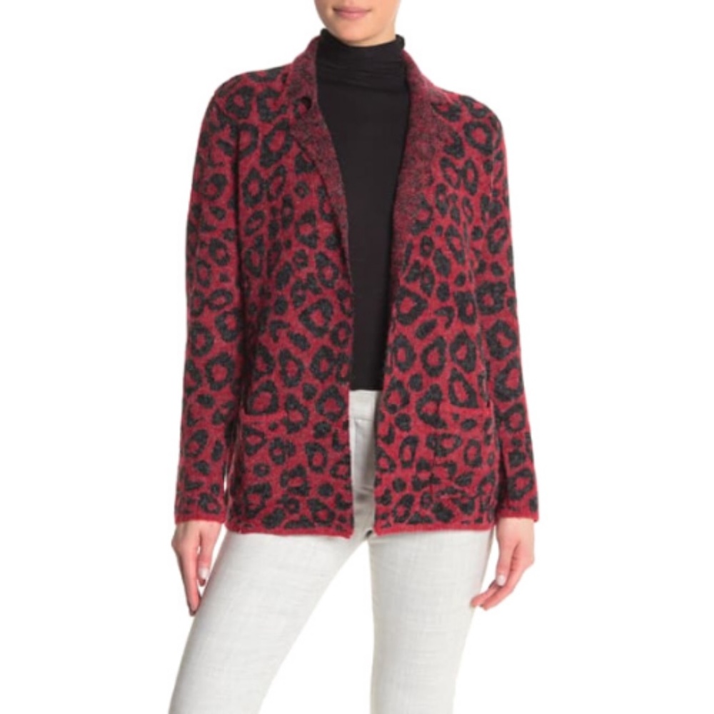NWT Joseph A Leopard Print Open Front Cardigan XS - Picture 2 of 6